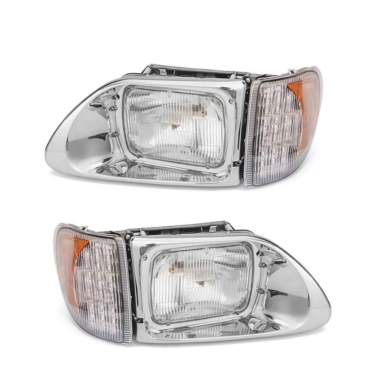 LED Headlight Assembly for International 9200/9200iSBA/5900/5900i/5900iSBA/9400/9400iSBA Semi Trucks - Pair with LED Turn Signals | Durable Replacement Headlamps for Improved Night Driving Safety
