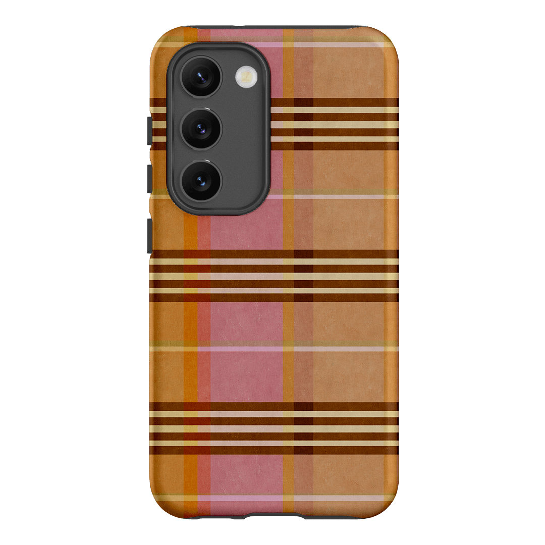 Peachy Plaid Phone Case for iPhone 15/14/13/12/11 Pro Max - Cute Tartan Pattern Protective Cover with Shockproof Design - Perfect for Everyday Use, Travel & Fashion Accessories