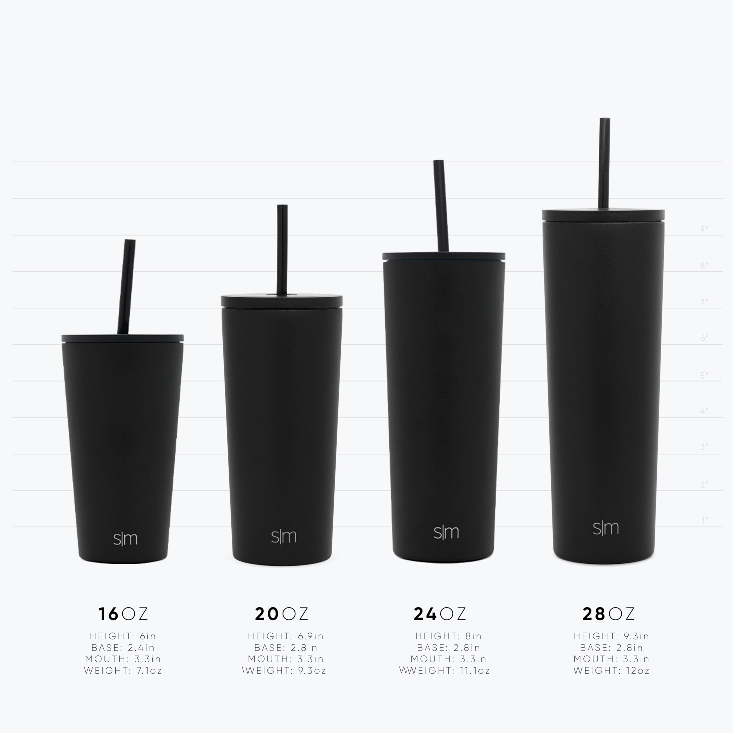 Simple Modern 24oz Insulated Stainless Steel Tumbler with Lid & Straw - Reusable Travel Mug for Iced Coffee & Cold Drinks - Leakproof Water Bottle for Office, Gym, Hiking & Car Commute - Classic Moonlight Design - Perfect Gift for Women & Men