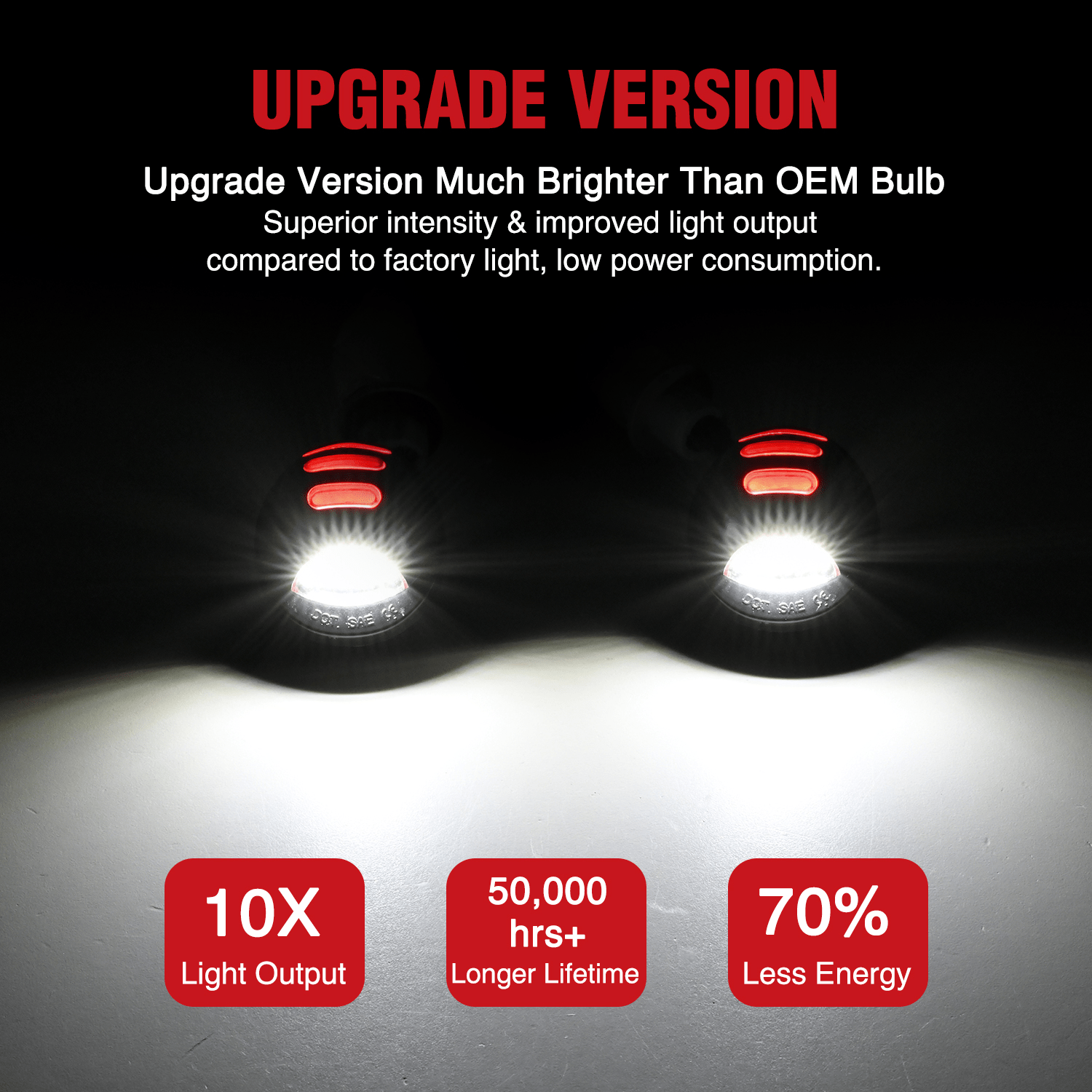 LED License Plate Lights for Ford F150 F250 F350 F450 F550 Super Duty (1990-2016) - Red OLED Neon Tube & 6000K White Bulbs (2-Pack) - Perfect for Night Driving & Custom Car Lighting Upgrades