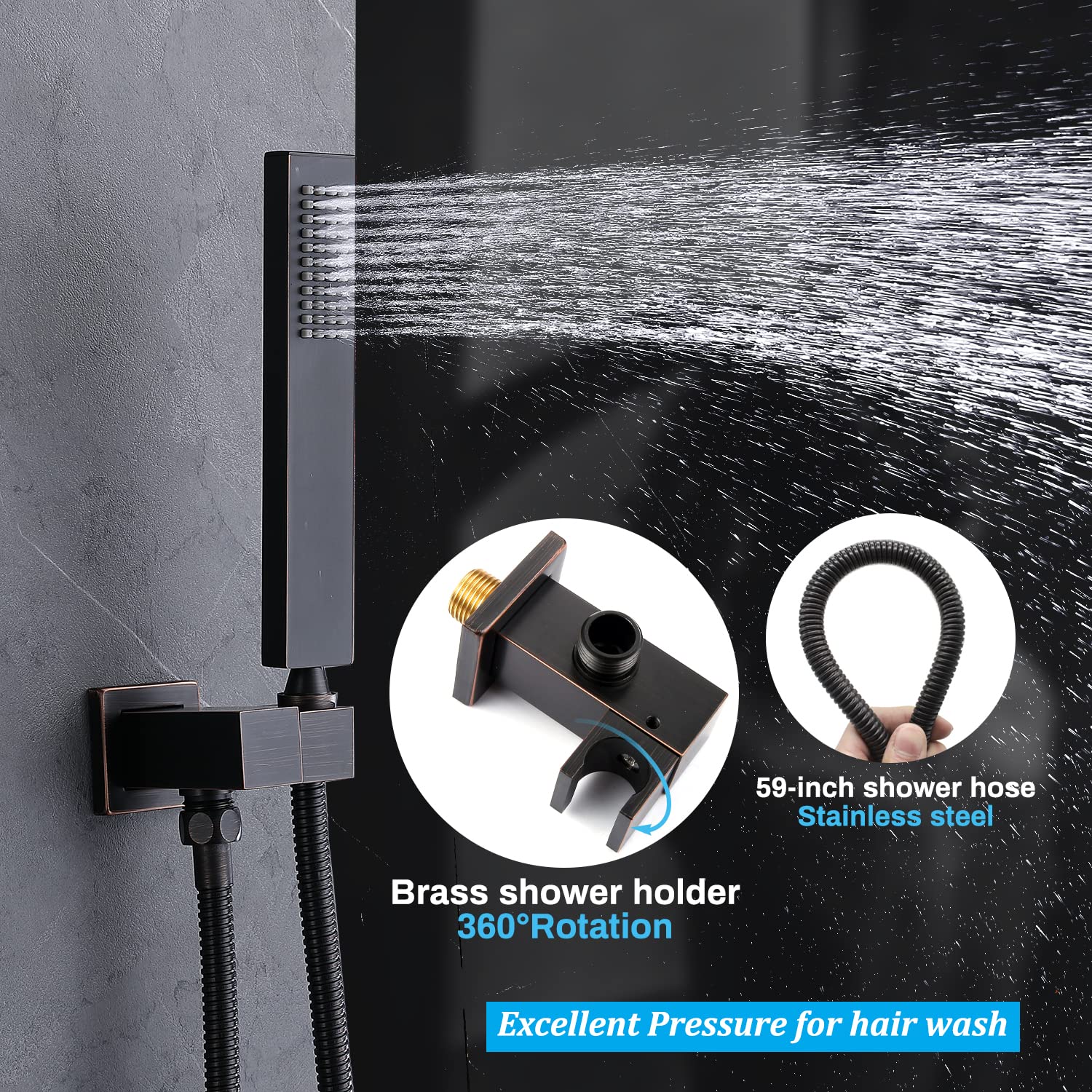 Enga Oil Rubbed Bronze Shower System with 12-Inch Rainfall Showerhead & Body Jets - Wall Mounted Full Body Shower Combo Set with Rough-In Valve - Perfect for Spa-Like Luxury Bathroom Experience