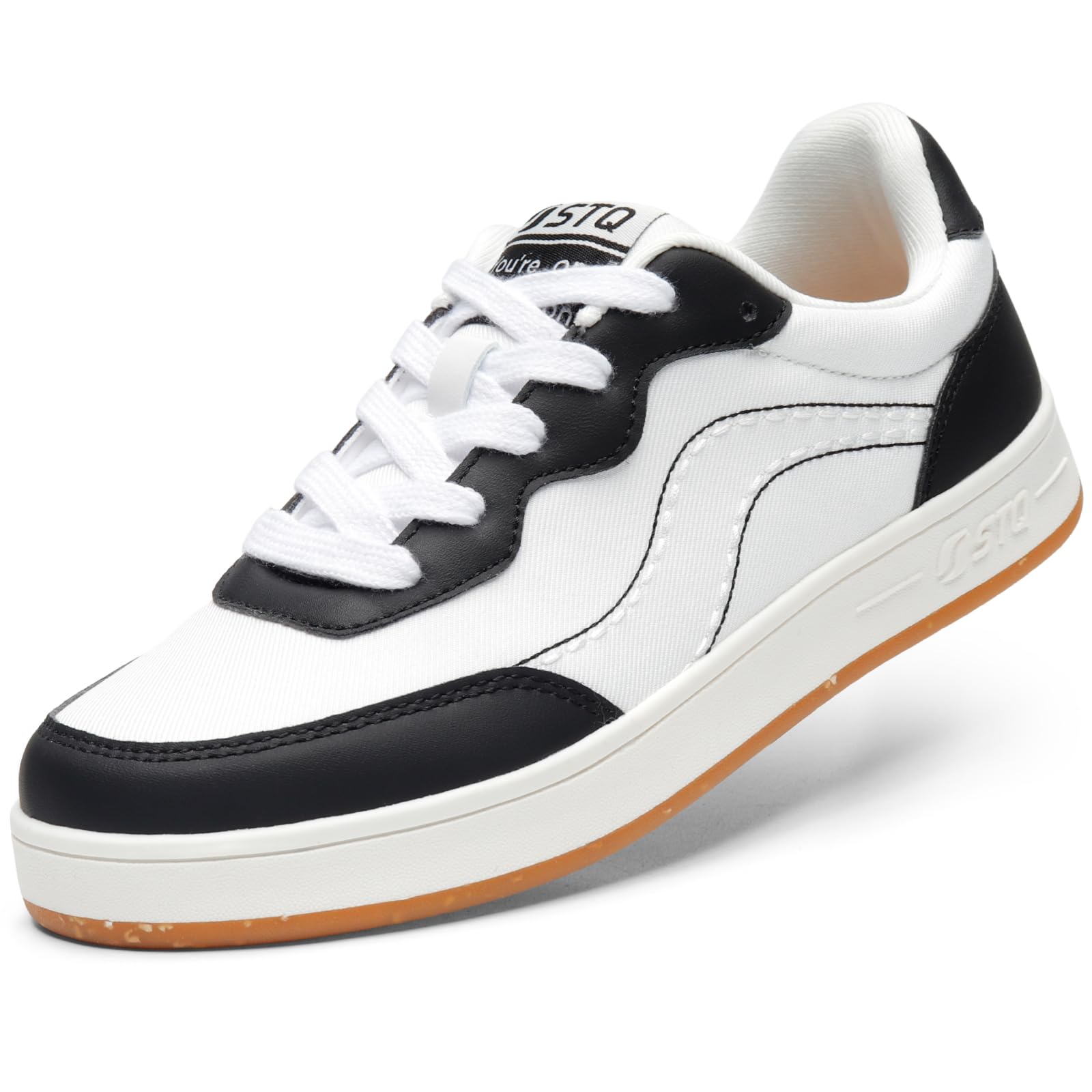 STQ Women's Lace-Up Canvas Sneakers - Non-Slip Comfortable Walking Shoes for Casual Wear, Gym & Outdoor Activities