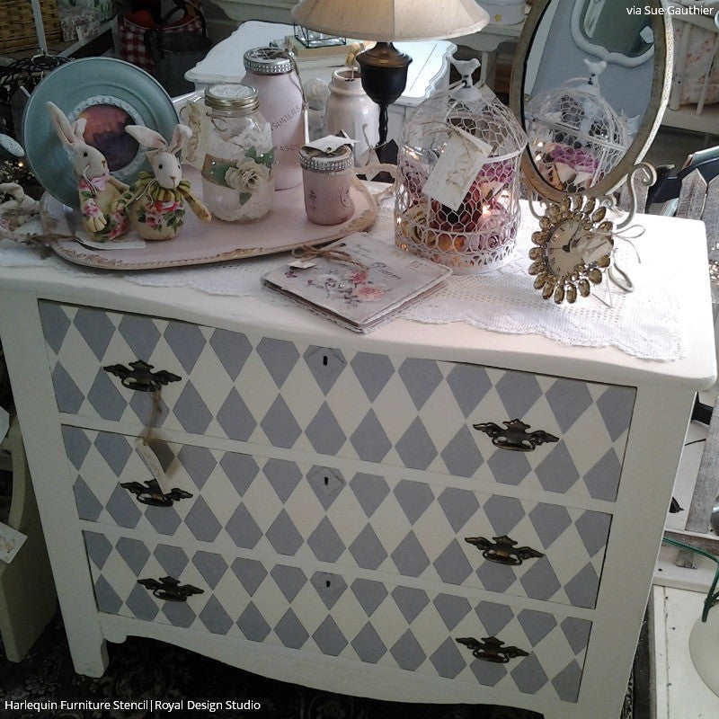 Harlequin Furniture Stencil - Reusable DIY Painting Template for Wood, Metal & Fabric - Perfect for Home Decor, Crafts & Upcycling Projects