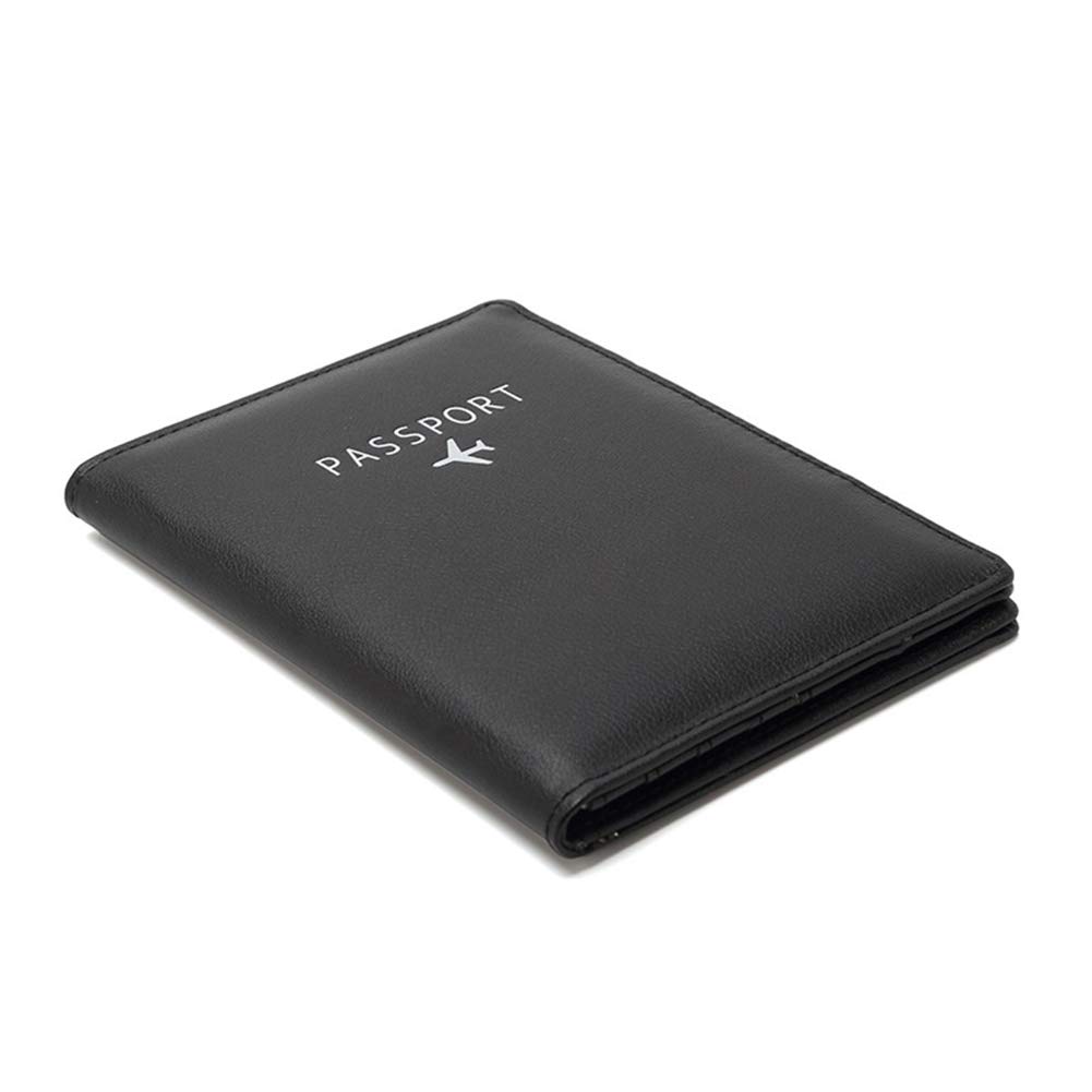 BAKUN RFID Blocking Leather Travel Wallet & Passport Holder - Family Document Organizer with Card Slots for Secure Travel (Black) - Perfect for Airports, Vacations & International Trips