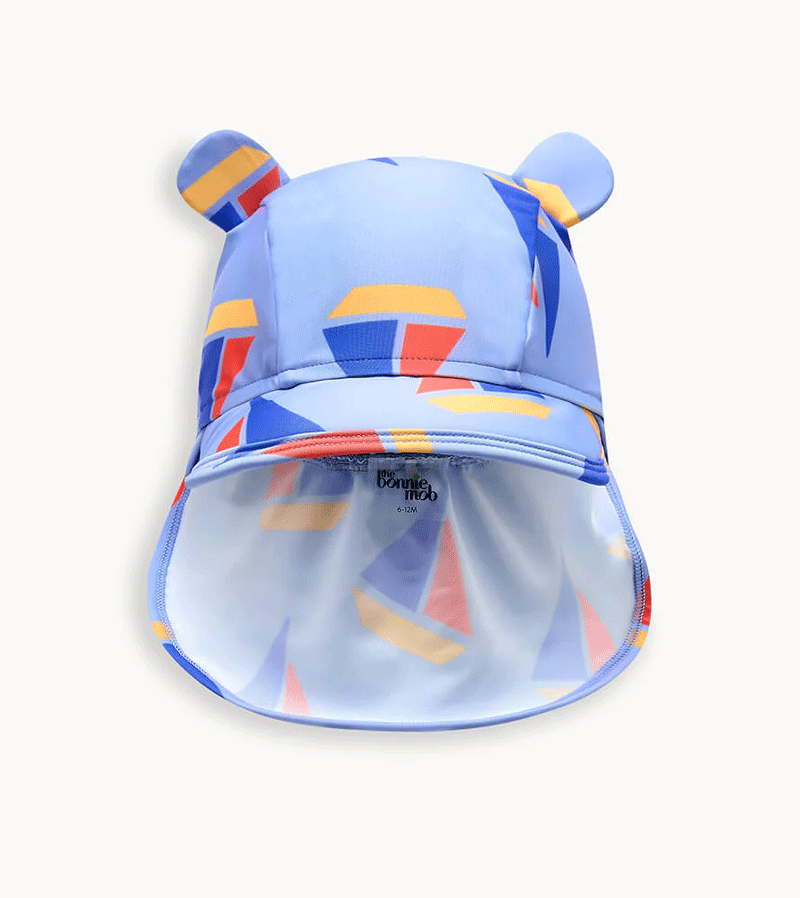 Bonnie Mob Regatta Blue Sailboat Baby & Kids Swim Hat - UV Protection Sun Hat for Beach, Pool & Water Play