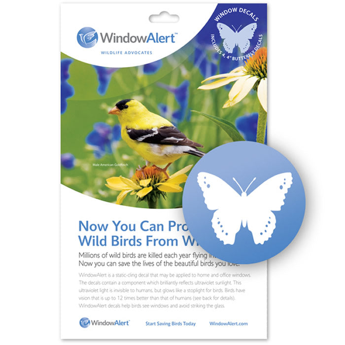 Butterfly Window Alert Decals for Birds - UV Reflective Window Clings to Prevent Bird Collisions - Ideal for Home, Office & Garden Windows