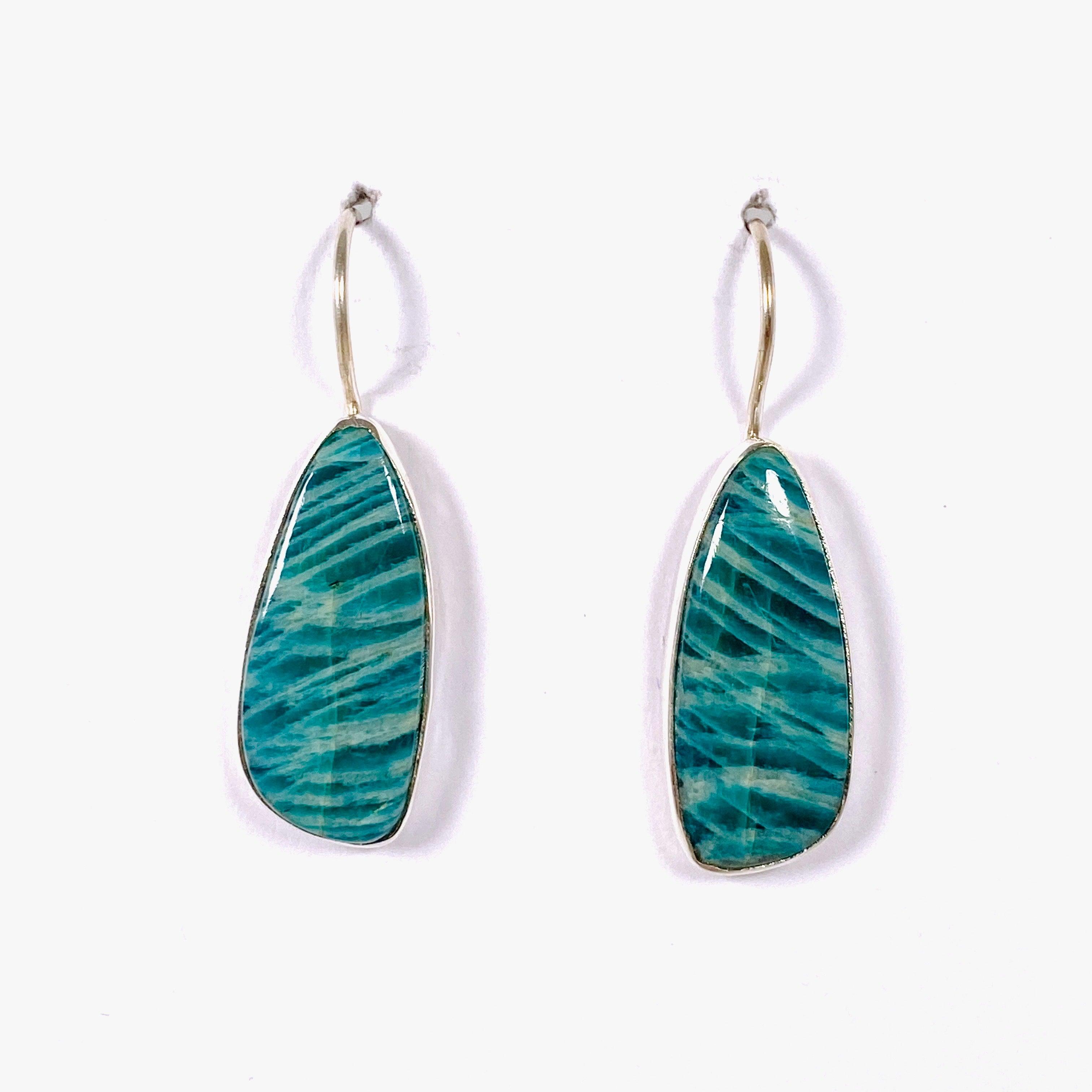 Amazonite Teardrop Earrings with Fixed Hook - Natural Stone Dangle Earrings for Women - Perfect for Weddings, Parties & Everyday Wear