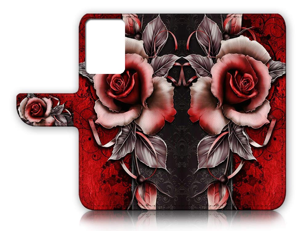 True Love Jewellery Samsung S21 Ultra 5G Wallet Case - Gothic Red Rose Flip Cover for Galaxy S21 Ultra | Perfect for Everyday Protection & Stylish Phone Accessorizing
