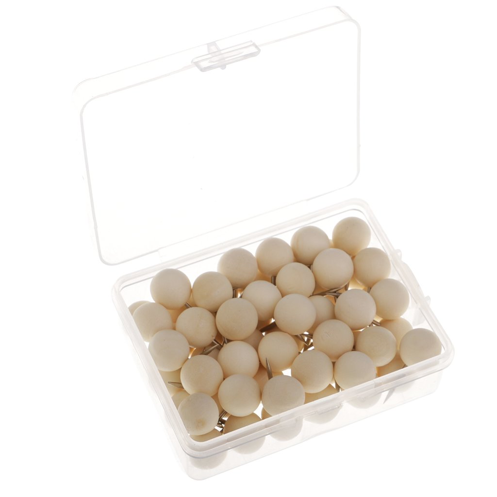 Colcolo 60pcs Wooden Push Pins for Bulletin Boards & DIY Crafts