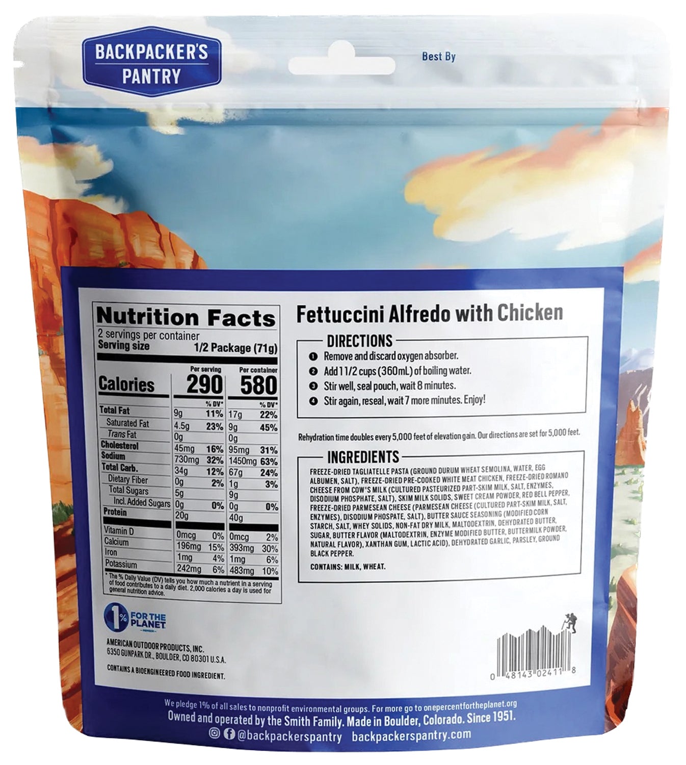 Backpackers Pantry Fettuccini Alfredo with Chicken - Lightweight Freeze-Dried Backpacking Meal for Camping, Hiking & Emergency Preparedness