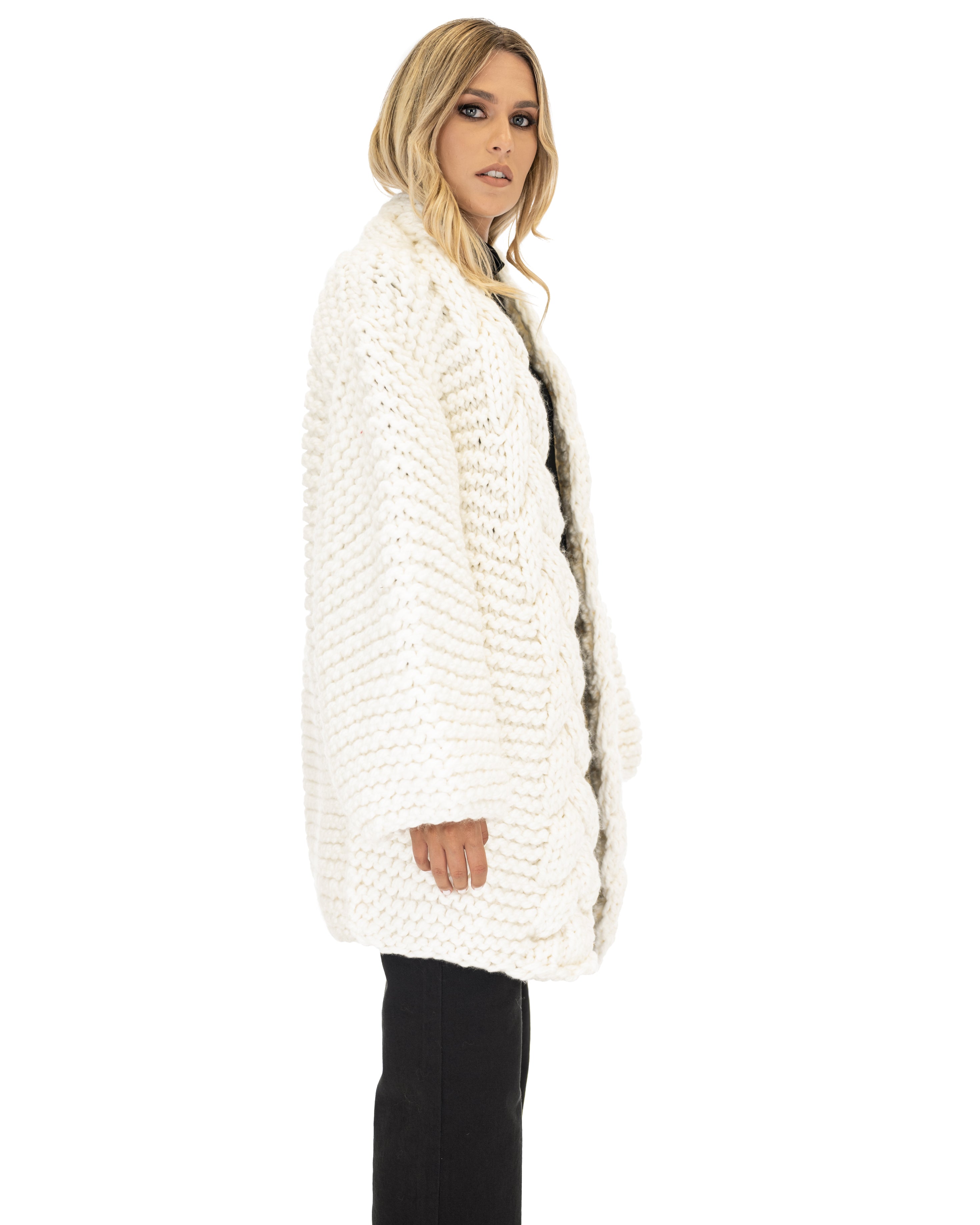 Women's Cable Knit Coat - Soft Wool Winter Jacket for Ladies - Perfect for Cold Weather, Office Wear & Casual Outfits