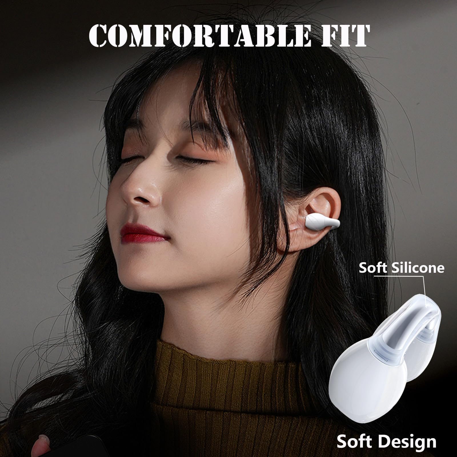 Wireless Bluetooth Open Ear Clip-On Bone Conduction Headphones - Comfortable Secure Fit for Running, Cycling & Workouts (Earbuds, Earphones, Headset)