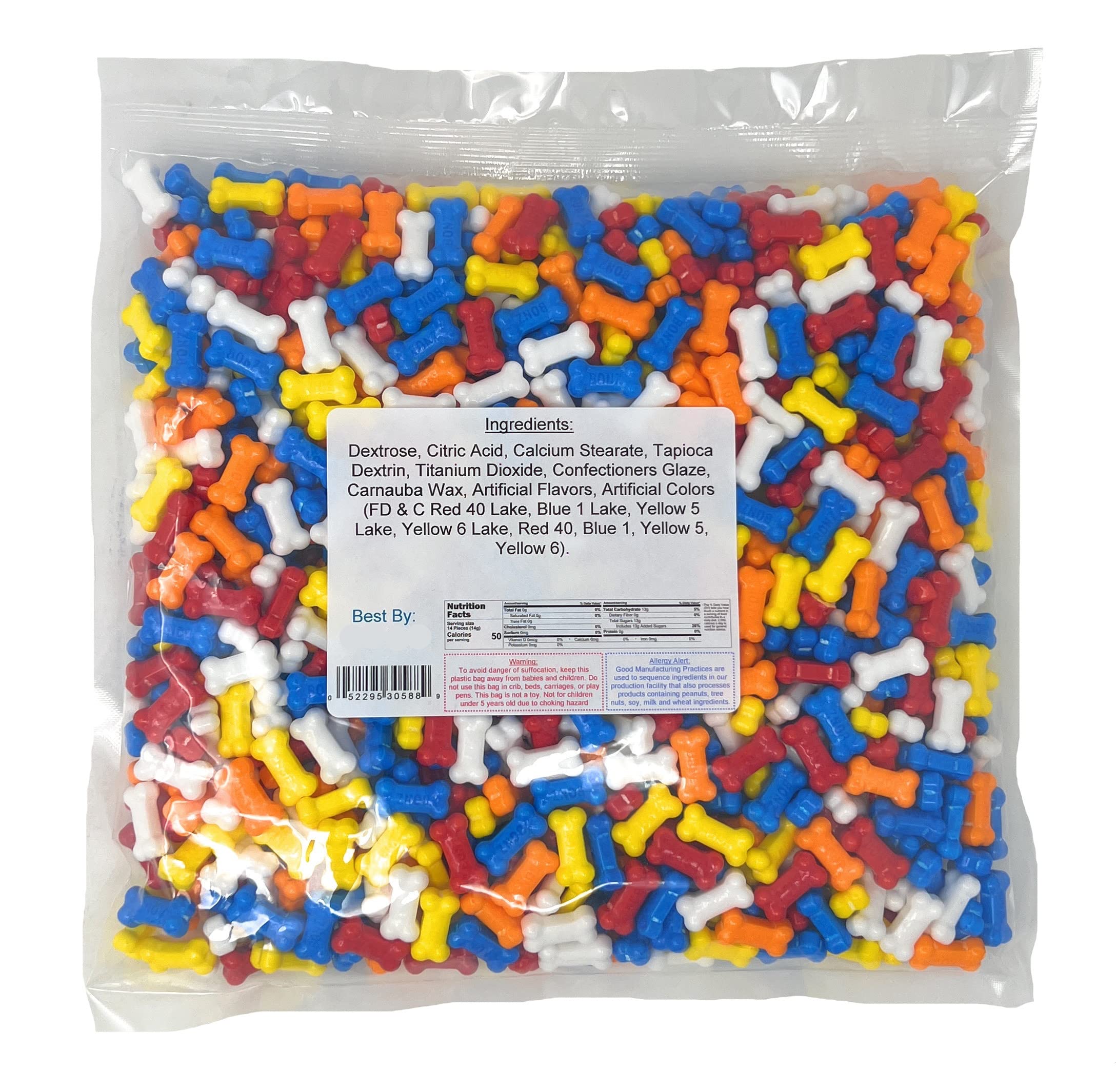 Bonz Assorted Dog Bone Shaped Candy - 2 Pound Bulk Pack | Perfect for Birthday Parties, Halloween Treats & Pet-Themed Events