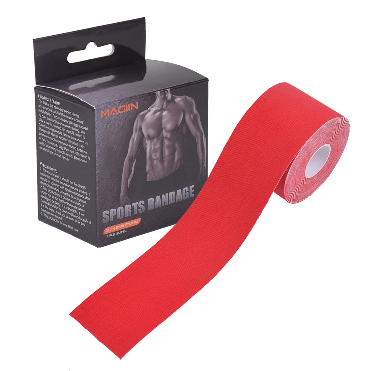 Eyourlife Professional Kinesiology Tape - 5 cm x 5 m Water-Resistant Sports & Physio Tape for Muscle Support, Joint Pain Relief - Ideal for Knees, Ankles, Shoulders & Back - Perfect for Athletes, Physical Therapy & Post-Workout Recovery (Red)