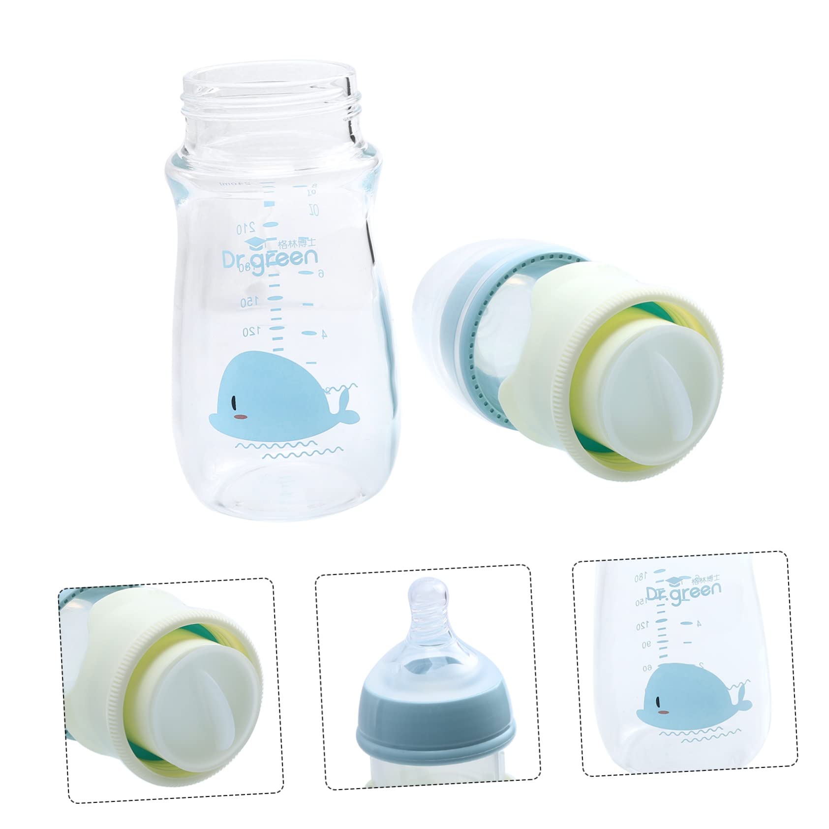 HEMOTON 5-Piece Glass Baby Bottle Set - BPA-Free Milk Storage Containers for Breastfeeding & Formula - Perfect for Travel, Daycare & Outdoor Activities