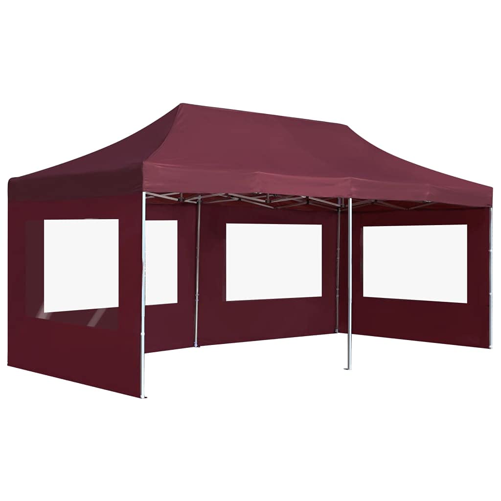 Professional 20x10ft Folding Party Tent with Walls - Aluminum Frame, Wine Red, Waterproof & UV Resistant - Outdoor Commercial Instant Gazebo for Events, Weddings, Beach Canopy, Camping & Backyard Parties