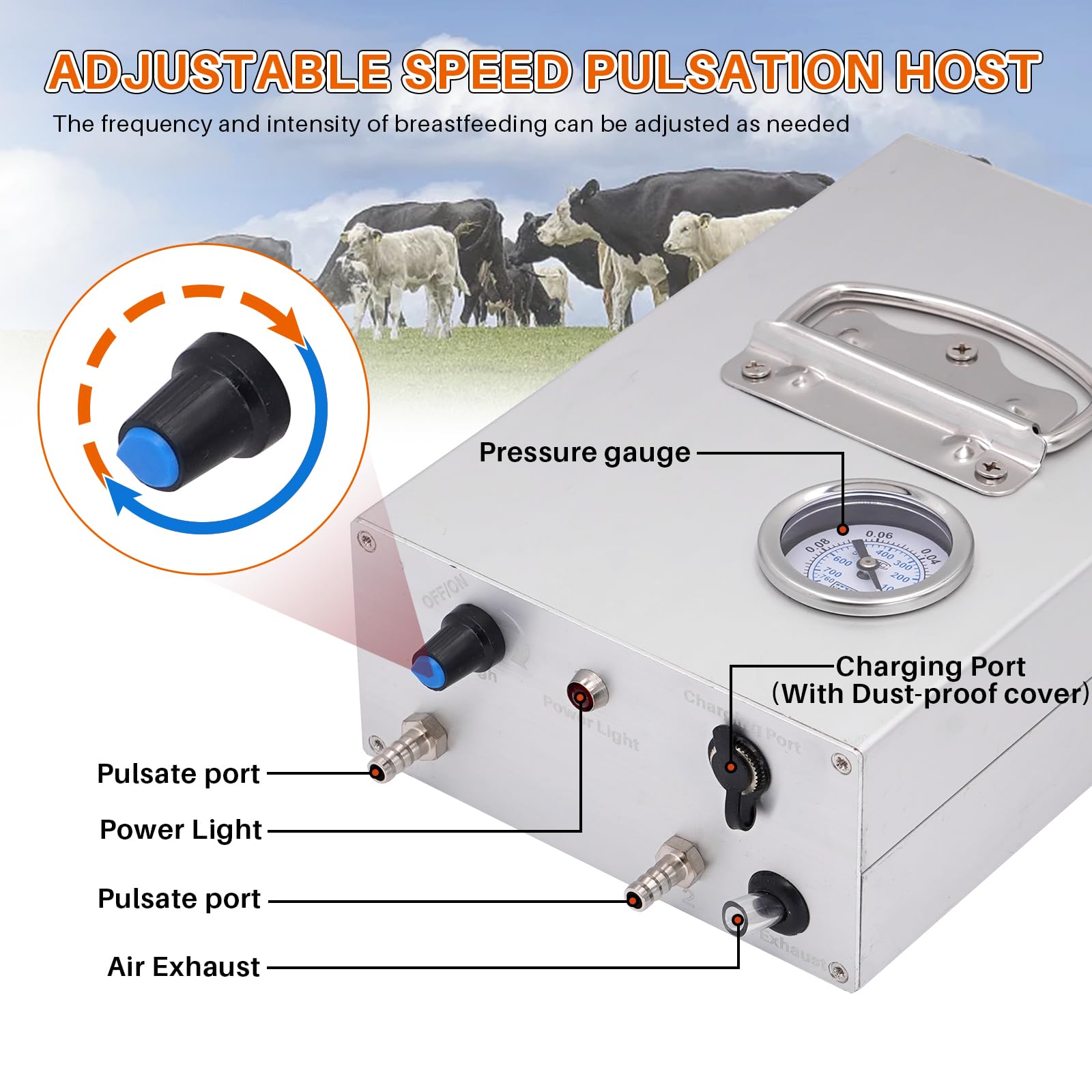 15L Electric Cow Milking Machine - Rechargeable & Portable Vacuum Pump Milker with Battery Power for Dairy Cows | Perfect for Small Farms, Homesteads & Livestock Management
