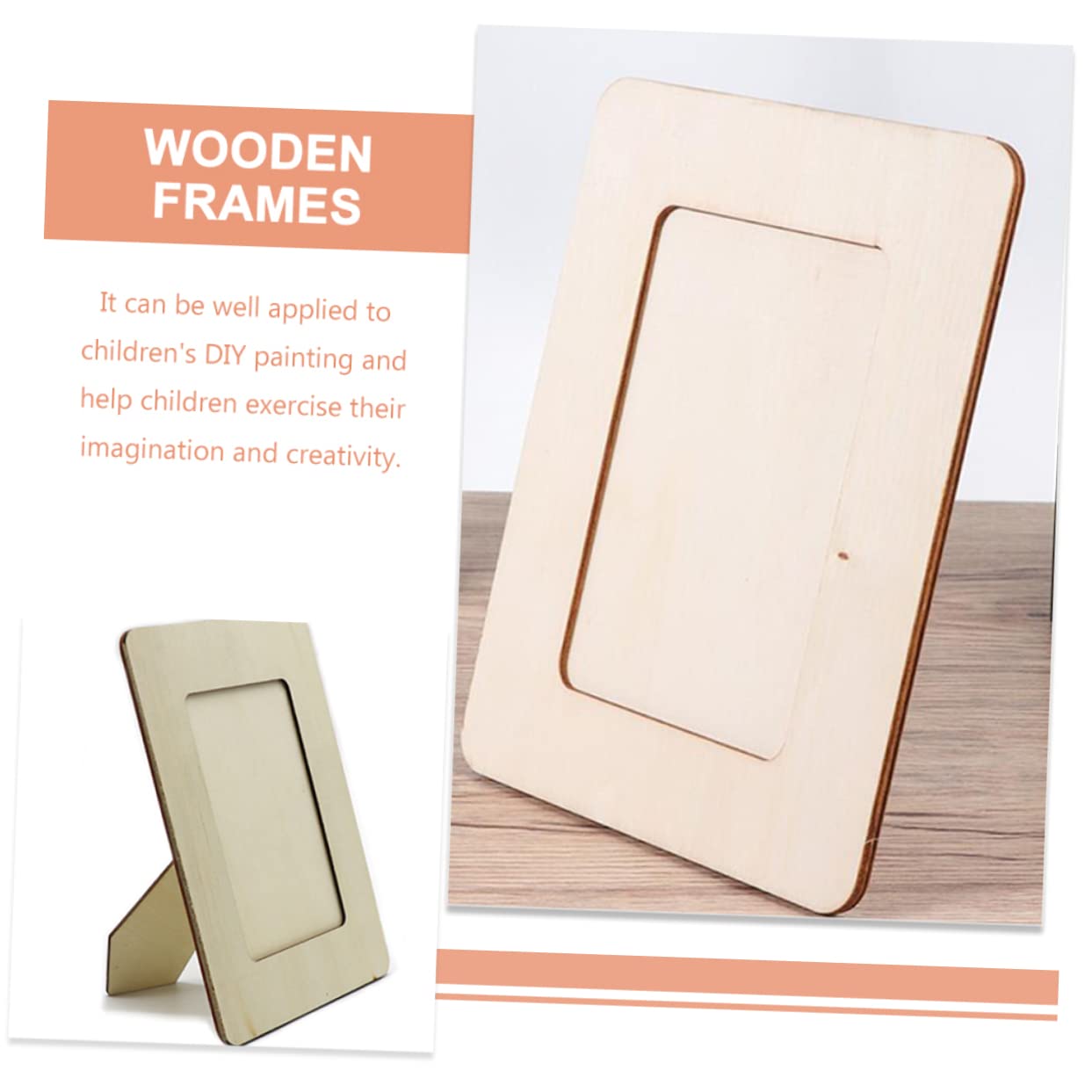 HAPINARY 8 Pcs Unfinished Wooden Photo Frames - DIY Painting Craft Kit for Tabletop Display, Home Decor, and Gift Making