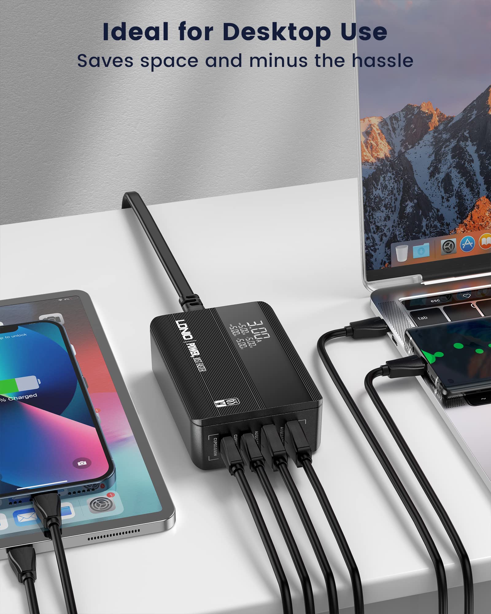 65W USB C Charger Block with LED Display - 4-Port PPS Fast Charger Adapter (PD+QC4.0) for MacBook Pro/Air, iPad Pro, iPhone 15, Galaxy, Dell XPS, Steam Deck - Perfect for Home, Office & Travel Charging Needs