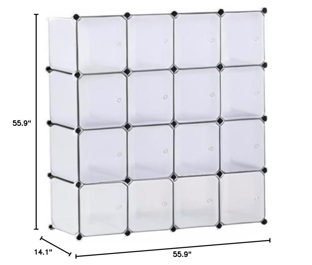 16-Cube Storage Shelf Organizer - White Bookcase, Bookshelf, Closet & Toy Cabinet - Fast 3-7 Day Delivery - Perfect for Home, Office & Kids Room Organization