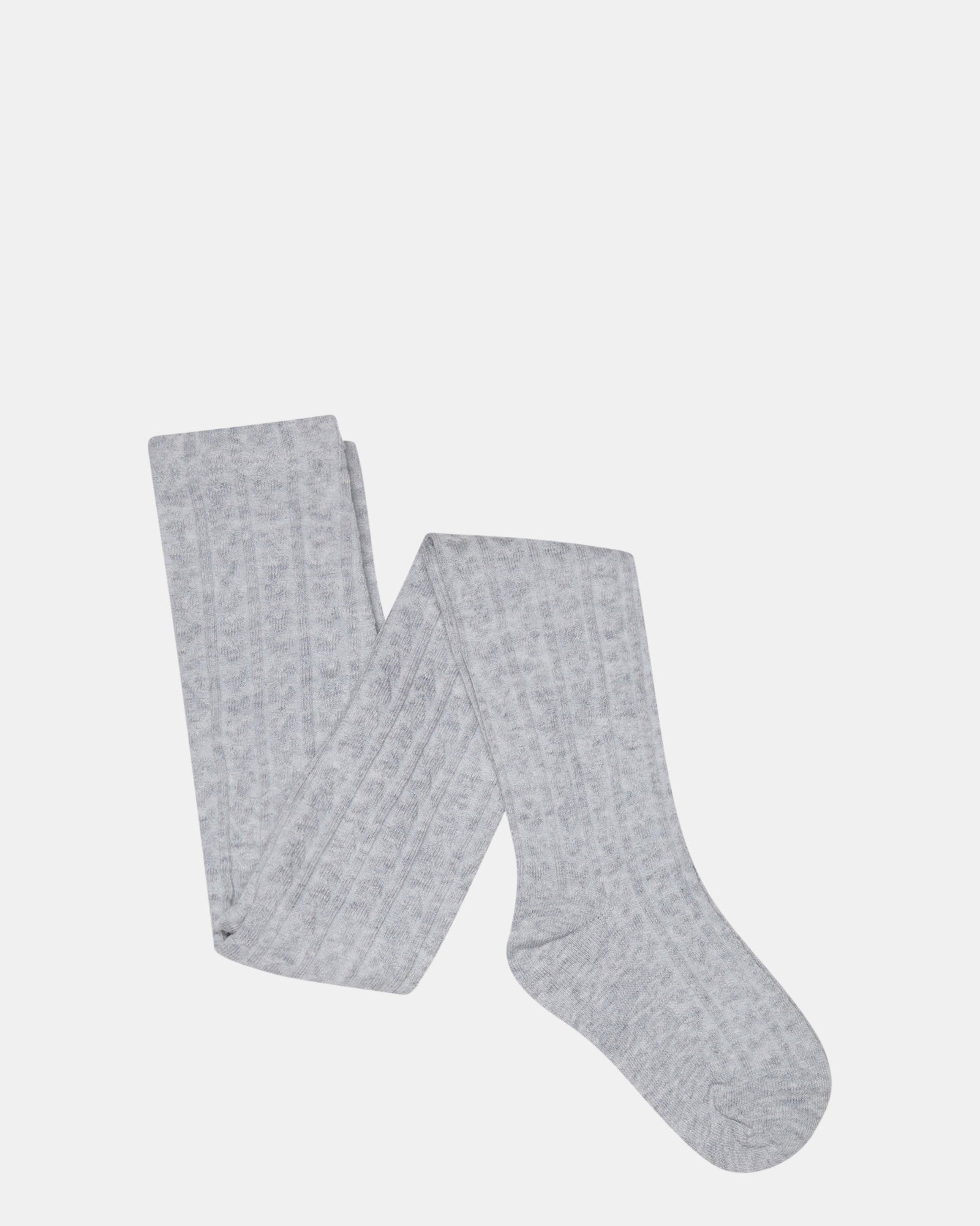 Heart Cable Knit Cotton Tights for Women - Light Grey | Comfortable Winter Leggings for Casual Wear & Layering