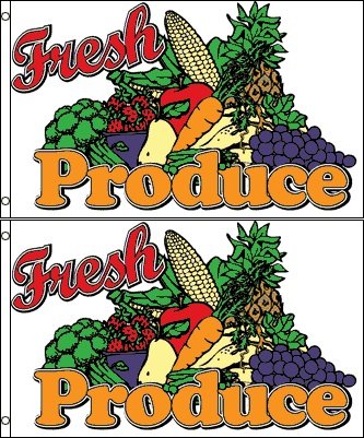 Premium Polyester Flag Banner Sign - Durable & Vibrant (Pack of 2) - Perfect for Farmers Markets, Grocery Stores & Fresh Produce Displays