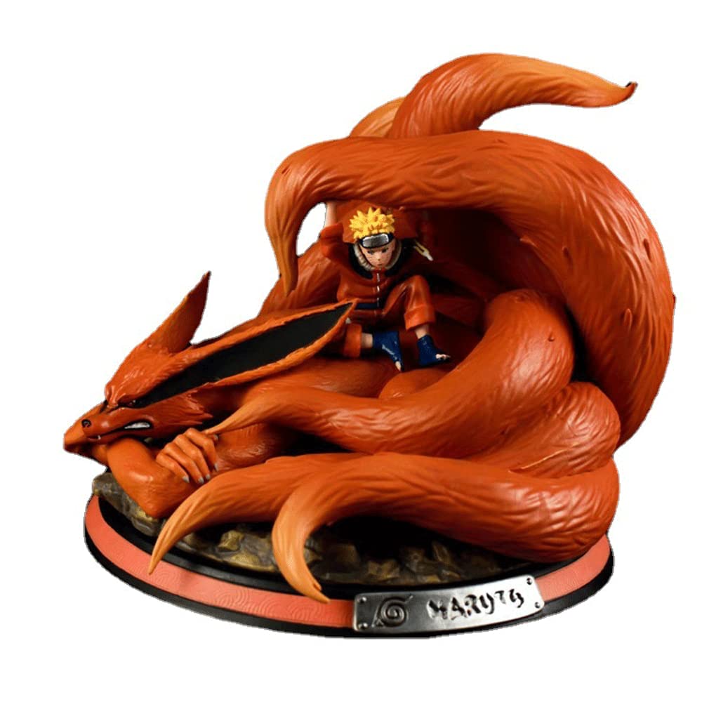 Naruto Anime Action Figure - DOZAMI Nine-Tailed Fox & Naruto PVC Statue, Handmade Demon Fox Scene Model for Anime Fans | Perfect for Home Display, Office Decor, and Anime Collection