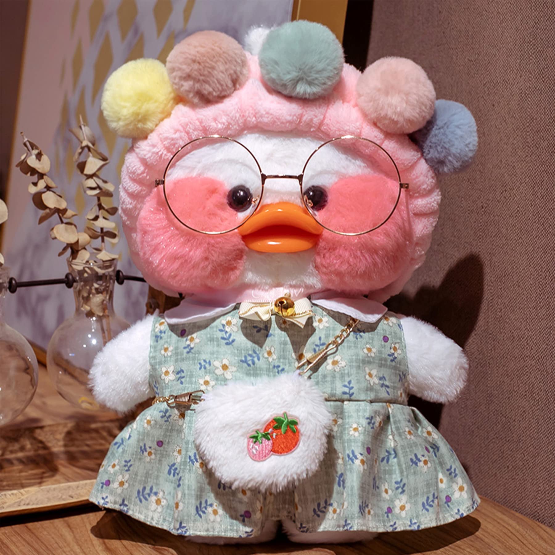 **4-Pack Kawaii Duck Plush Clothes Set with 13 Adorable Accessories - Soft Stuffed Animal Outfits for Kids & Collectors (Red) - Perfect for Dress-Up, Gifts & Nursery Decor**