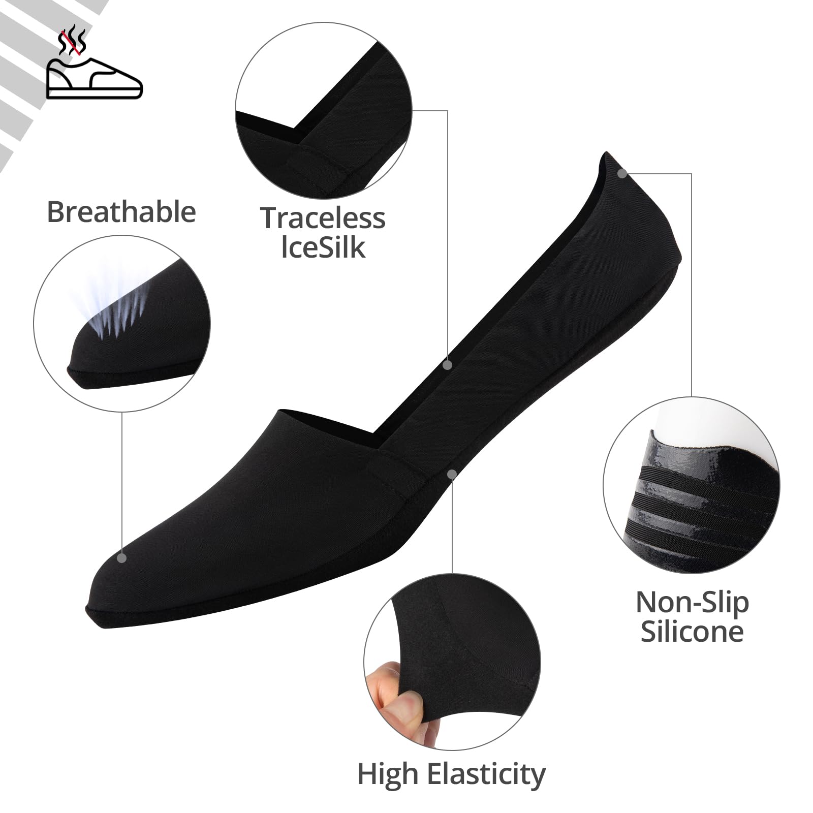 Heatuff 7 Pairs Men's No Show Socks - Non Slip Low Cut Invisible Liner Socks, Breathable & Thin for Casual Wear, Sneakers, Boat Shoes & Everyday Comfort