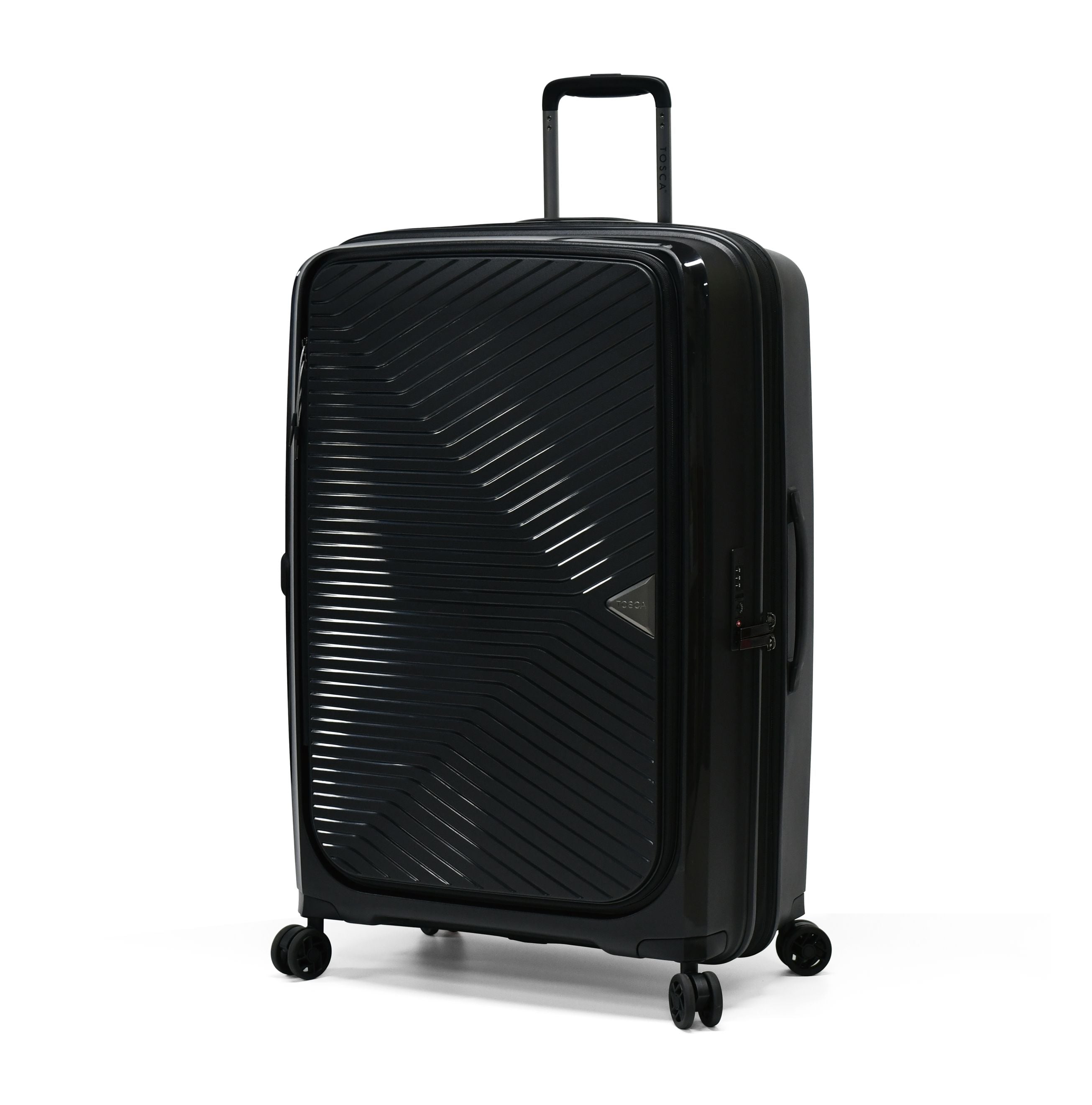 Tosca Space X 29 Inch Large Dual Opening Suitcase - Black | Spacious Checked Luggage for International Travel & Business Trips