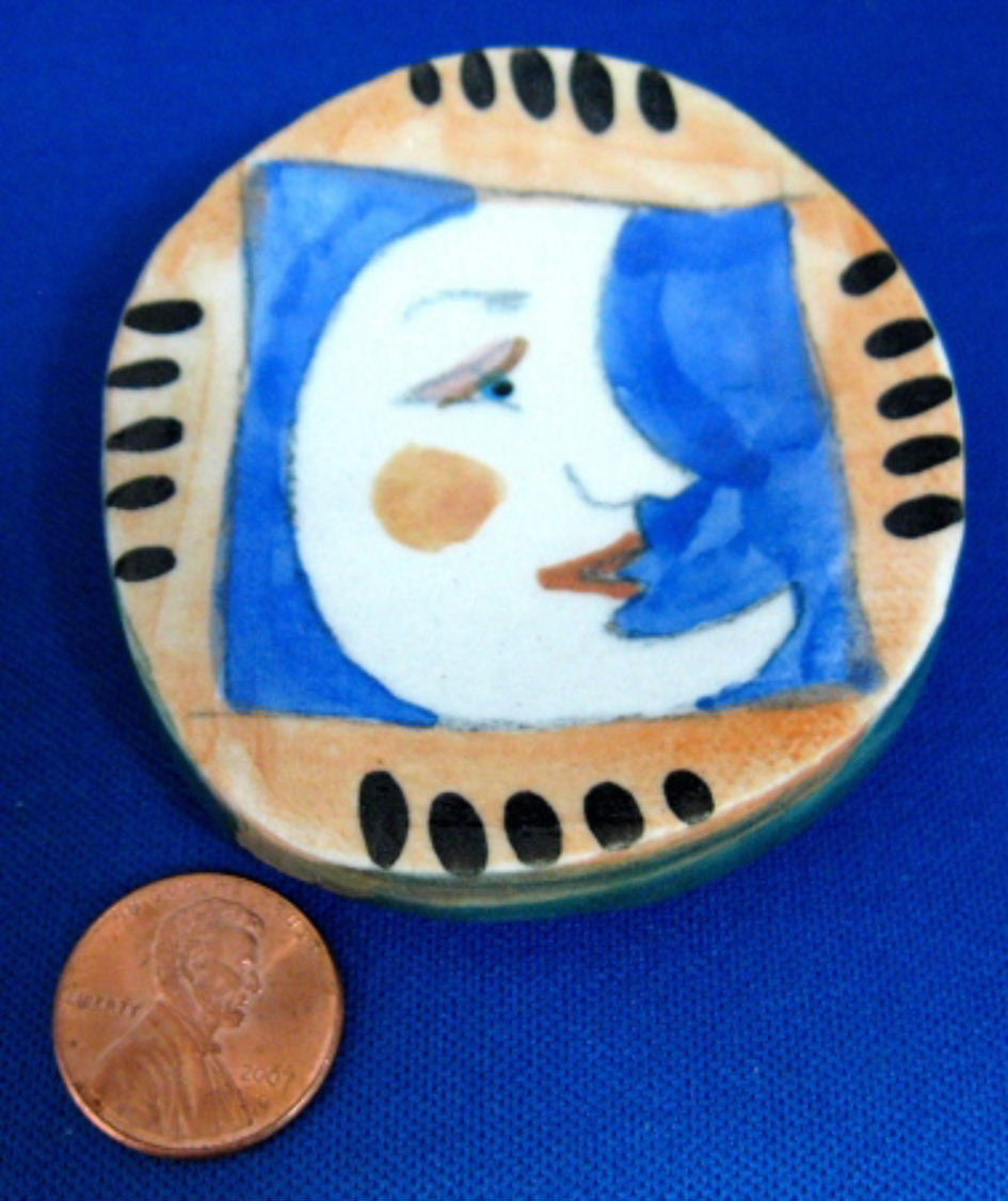 Hand Painted Ceramic Tea Bag Holder - Moon Face Artisan Teabag Caddy & Dish for Loose Leaf Tea | Perfect for Tea Parties, Kitchen Counter Decor & Gift Giving
