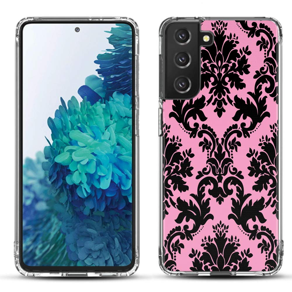 Shockproof Hybrid Phone Case for Samsung Galaxy S21 5G - Victorian Pink & Black | Military-Grade Protection | Slim Bumper Design | Perfect for Outdoor Activities & Daily Use