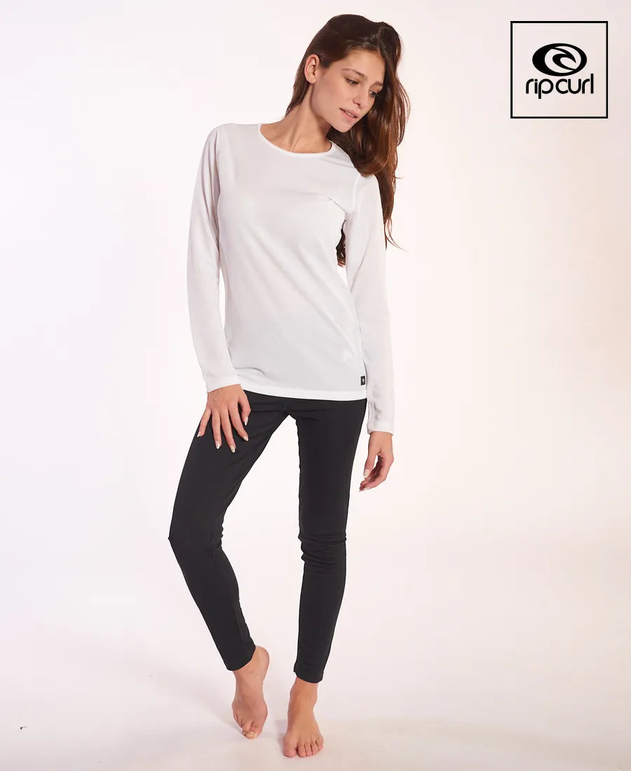 Rip Curl Thermal Women's Long Sleeve Shirt - White | Perfect for Surfing, Yoga & Outdoor Activities