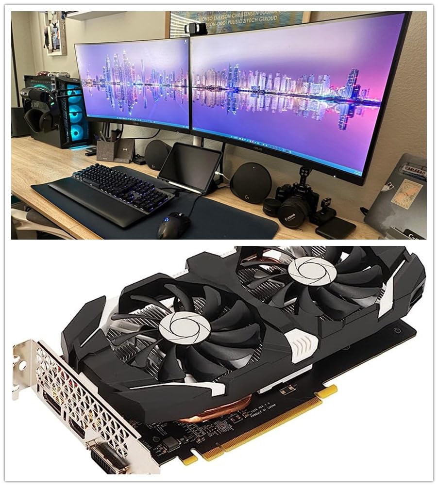 NVIDIA GTX 1060 6GB GDDR5 192-bit PCIe Gaming Graphics Card with Dual Fans, 8008MHz Memory, HDMI/DVI/DP Ports for 4K HDR Gaming - Perfect for PC Gaming, Video Editing, and VR Experiences
