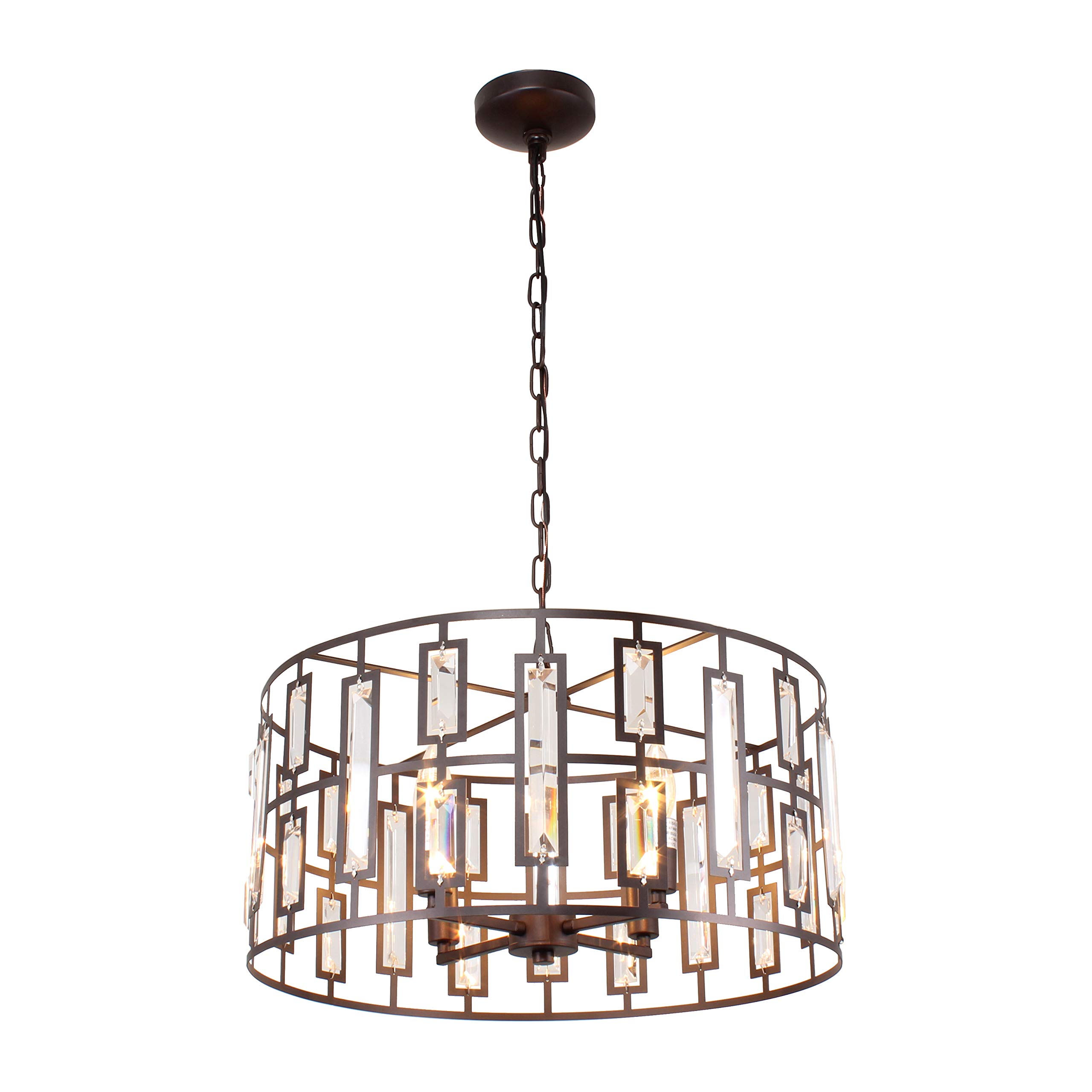 Modern 4-Light Rubbed Bronze Ceiling Pendant Light Fixture - 20 Inch Wide for Dining Room, Kitchen Island & Bedroom Lighting