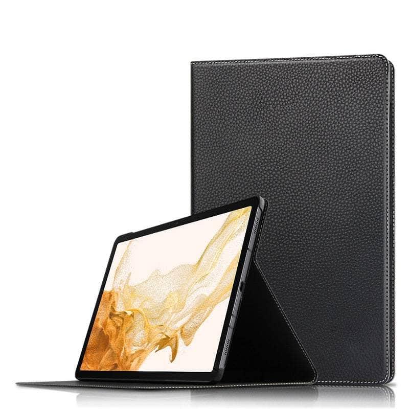 Premium Cowhide Real Leather Case for Samsung Galaxy Tab S8 Plus 12.4 X800 - Slim Protective Cover with Stand | Perfect for Work, Travel & Home Use