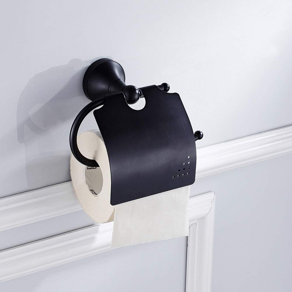 Antique Black Copper Perforated Wall-Mounted Napkin & Toilet Paper Holder - Elegant Bathroom Tissue Box & Paper Towel Organizer for Home Decor (Perfect for Powder Rooms, Guest Baths & Farmhouse Style Decor)