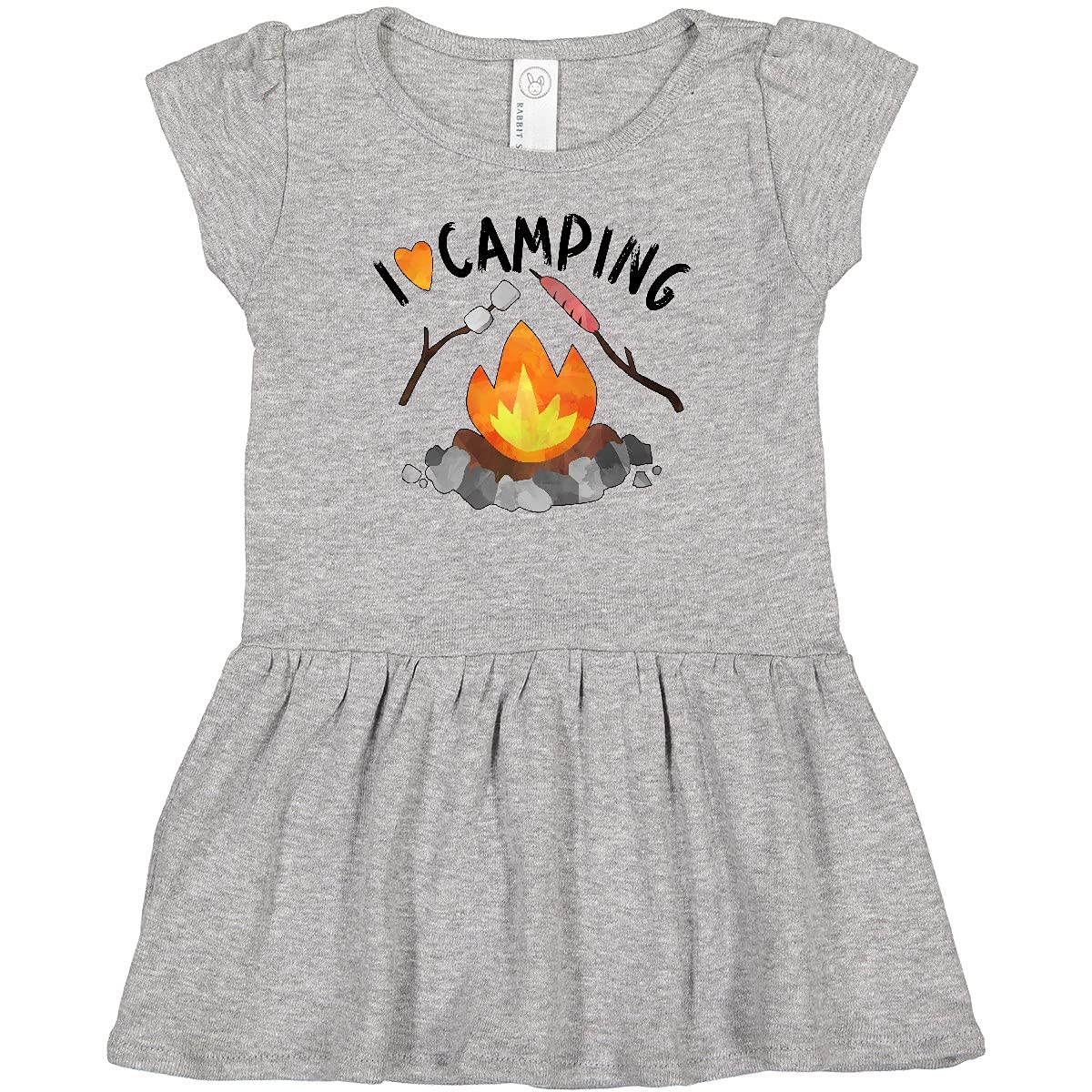 Inktastic I Love Camping Baby Dress - Cute Campfire, Hot Dog & Marshmallows Print - Soft Cotton Infant Outfit for Outdoor Adventures & Family Trips