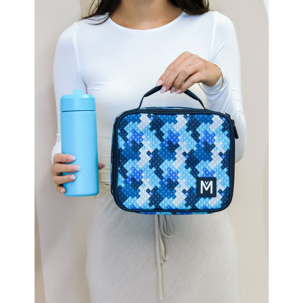 Montii Co. Insulated Lunch Bag - Medium Size for Block Land | Leakproof Cooler Lunch Box for School, Work & Picnics | Keeps Food Fresh & Cold for Hours