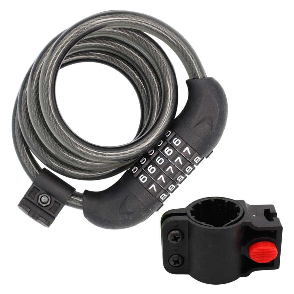 Heavy Duty Motorcycle Disc Lock - 5-in-1 Anti-Theft Bike Chain Lock with Combination for Mountain Bikes, Iron Sliding Door & Cable Security - Perfect for Outdoor Parking, Garage Storage & Travel Protection