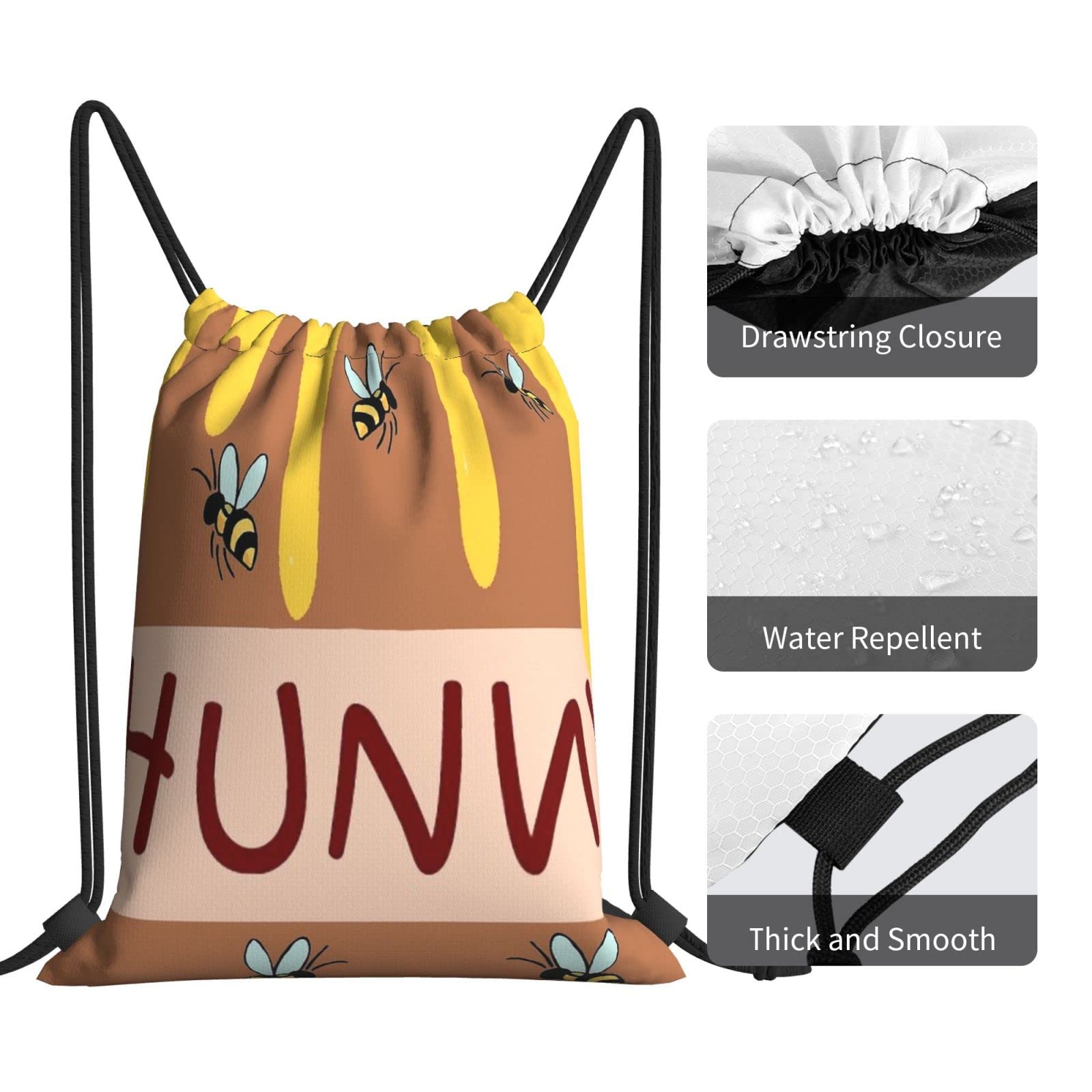 Jialia The Hunny Pot Sport Bag - Lightweight Drawstring Backpack for Gym, Travel & School - Durable & Water-Resistant Sports Sack for Workouts, Running & Outdoor Activities