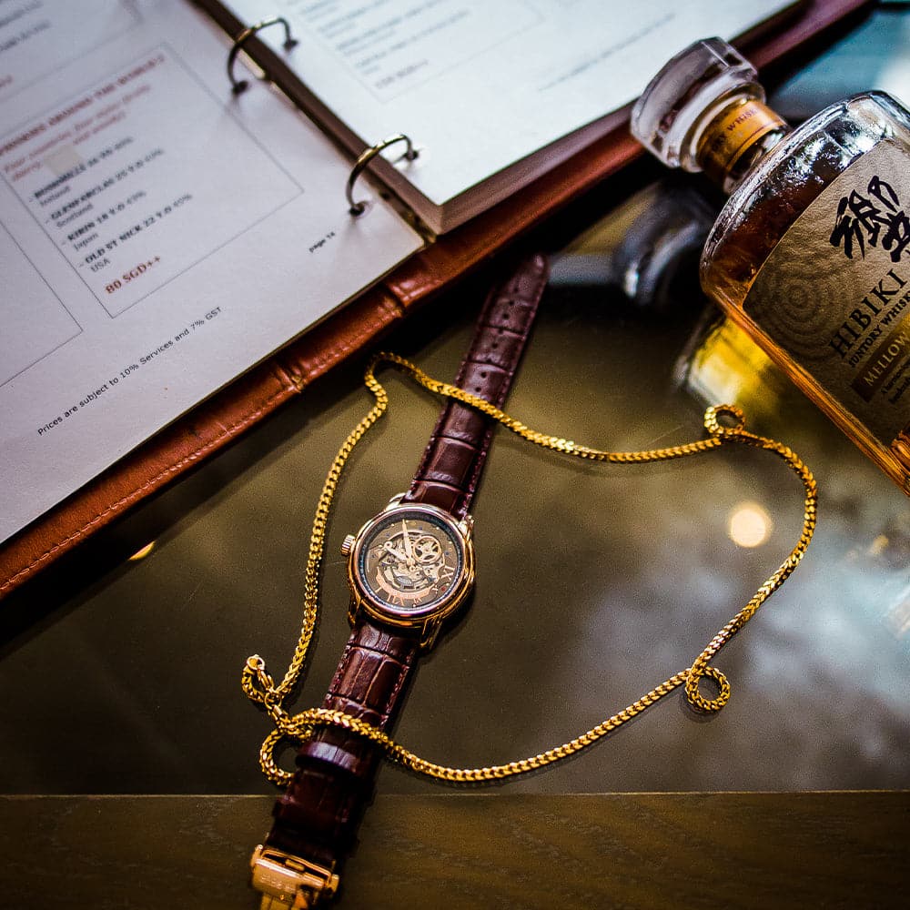 Aries Gold Automatic Infinum El Toro Brown Leather Strap Unisex Watch G 9005 RG BK - Stylish & Durable Timepiece for Men & Women, Perfect for Business, Casual & Formal Occasions