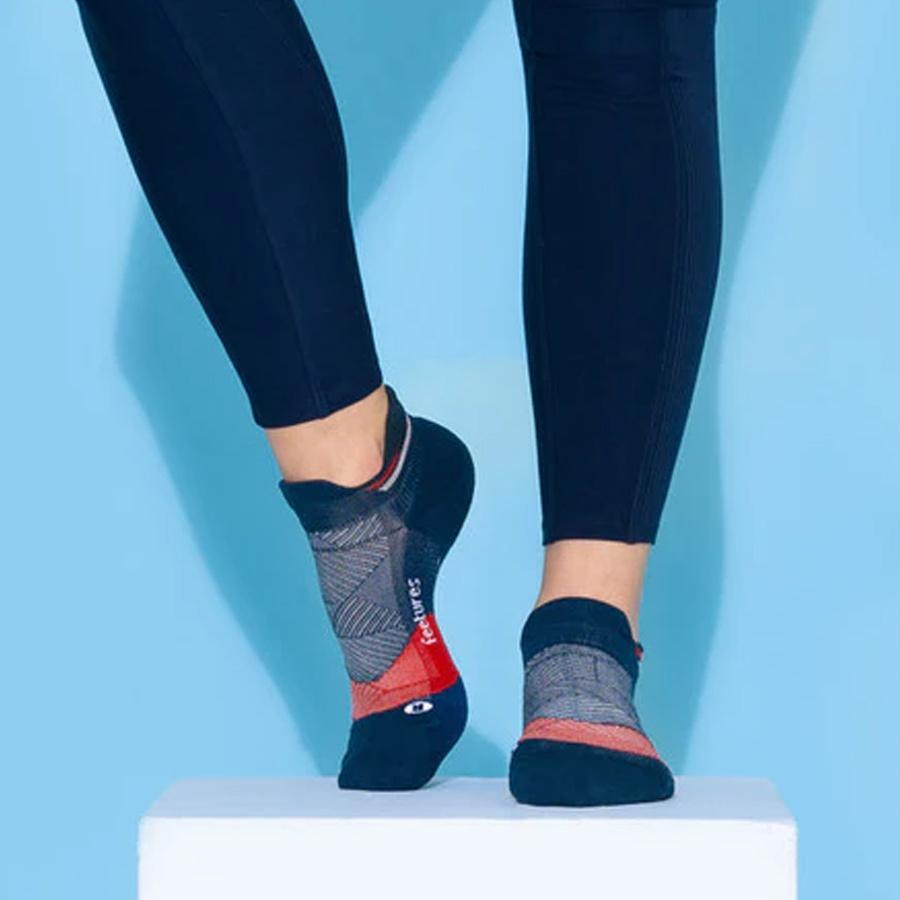 Elite Max Cushion No Show Tab Socks for Men & Women - Breathable Anti-Slip Athletic Socks - USA Navy Blue - Perfect for Running, Gym Workouts & Everyday Wear