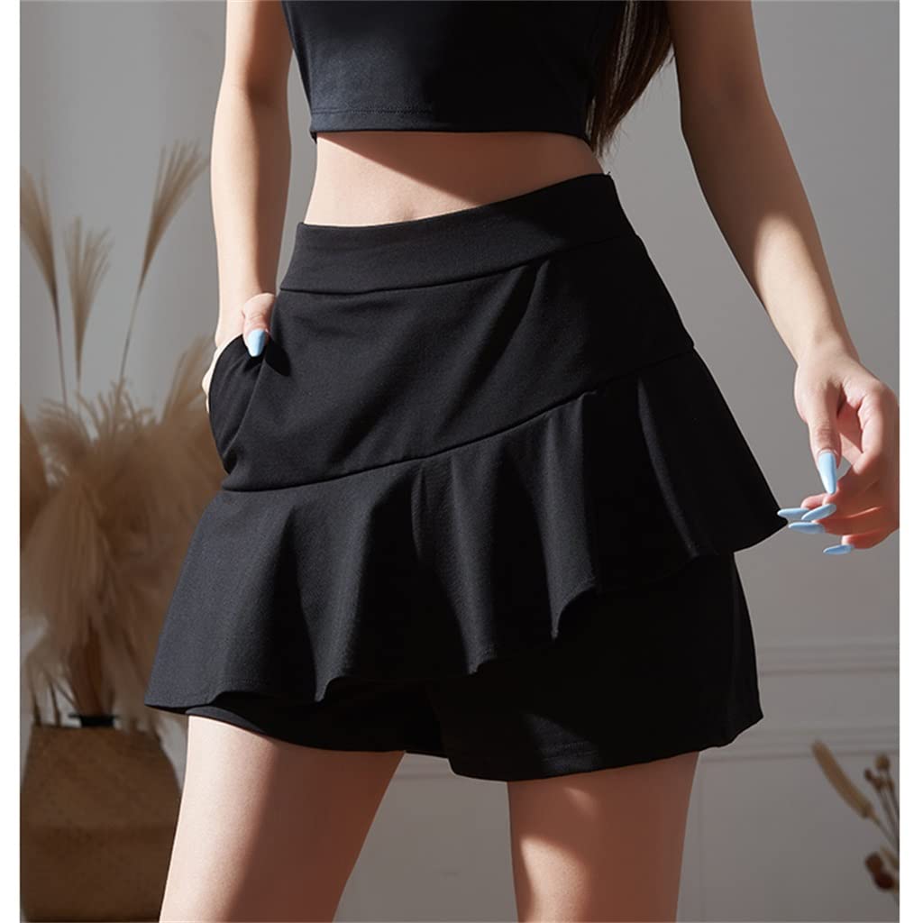 YDHWY High Waist Sports Shorts for Women - Tennis, Badminton, Yoga, Running & Golf - Breathable Workout Culottes Skirt (Black, Size L) | Perfect for Gym, Fitness Training & Outdoor Activities