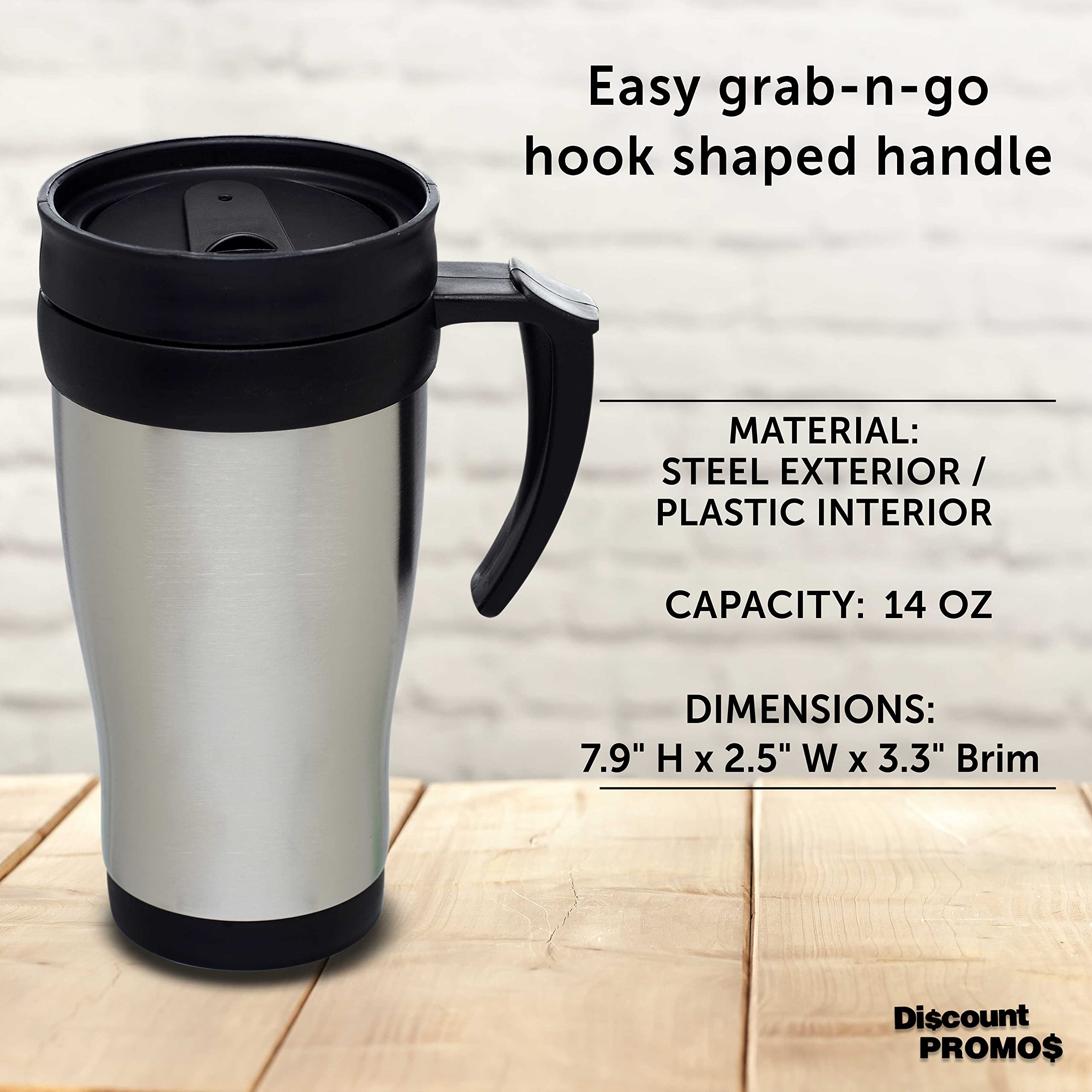 Premium 14 oz Stainless Steel Travel Mugs with Handle - Set of 10 Bulk Pack - Insulated Hot & Cold Beverage Containers for Coffee, Tea, Soda - Ideal for Office, Camping, Travel & Gifts - Silver