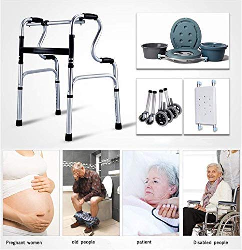 Foldable Commode Chair with Wheels - Portable Toilet & Shower Chair for Elderly, Disabled & Pregnant Women - Mobile Transport Wheelchair for Home & Hospital Use