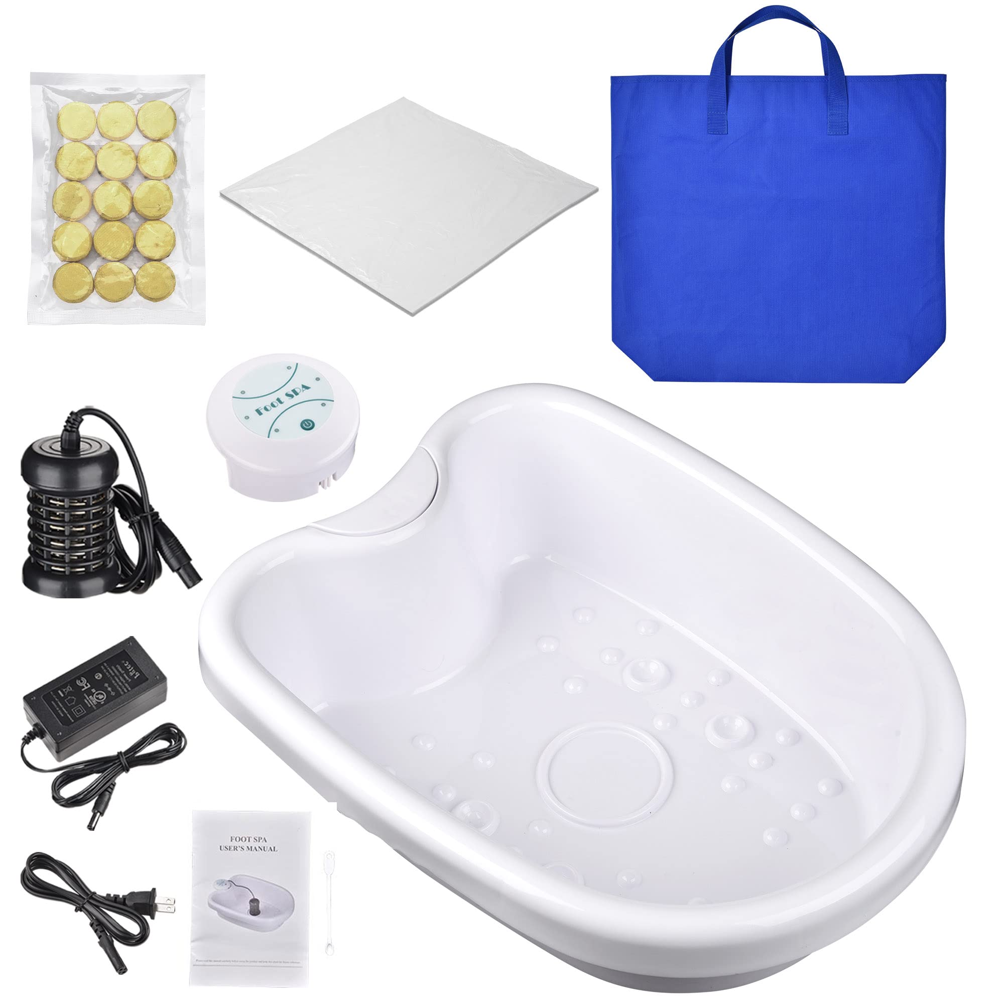 AW Ionic Detox Foot Spa Machine with Tub Array Cell Cleanse - Portable Home Beauty Equipment for Relaxation & Detox - Includes Ginger Pieces & Plastic Liners - Perfect for Home Spa, Salon Treatments & Wellness Therapy