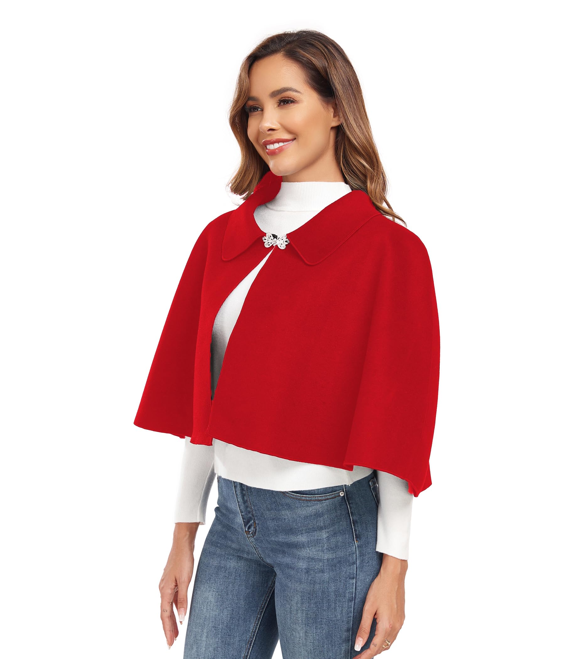 Women's Warm Capelet Shawl - Soft Winter Poncho Cloak for Fall & Winter - Cozy Cover Up for Parties, Weddings & Outdoor Activities
