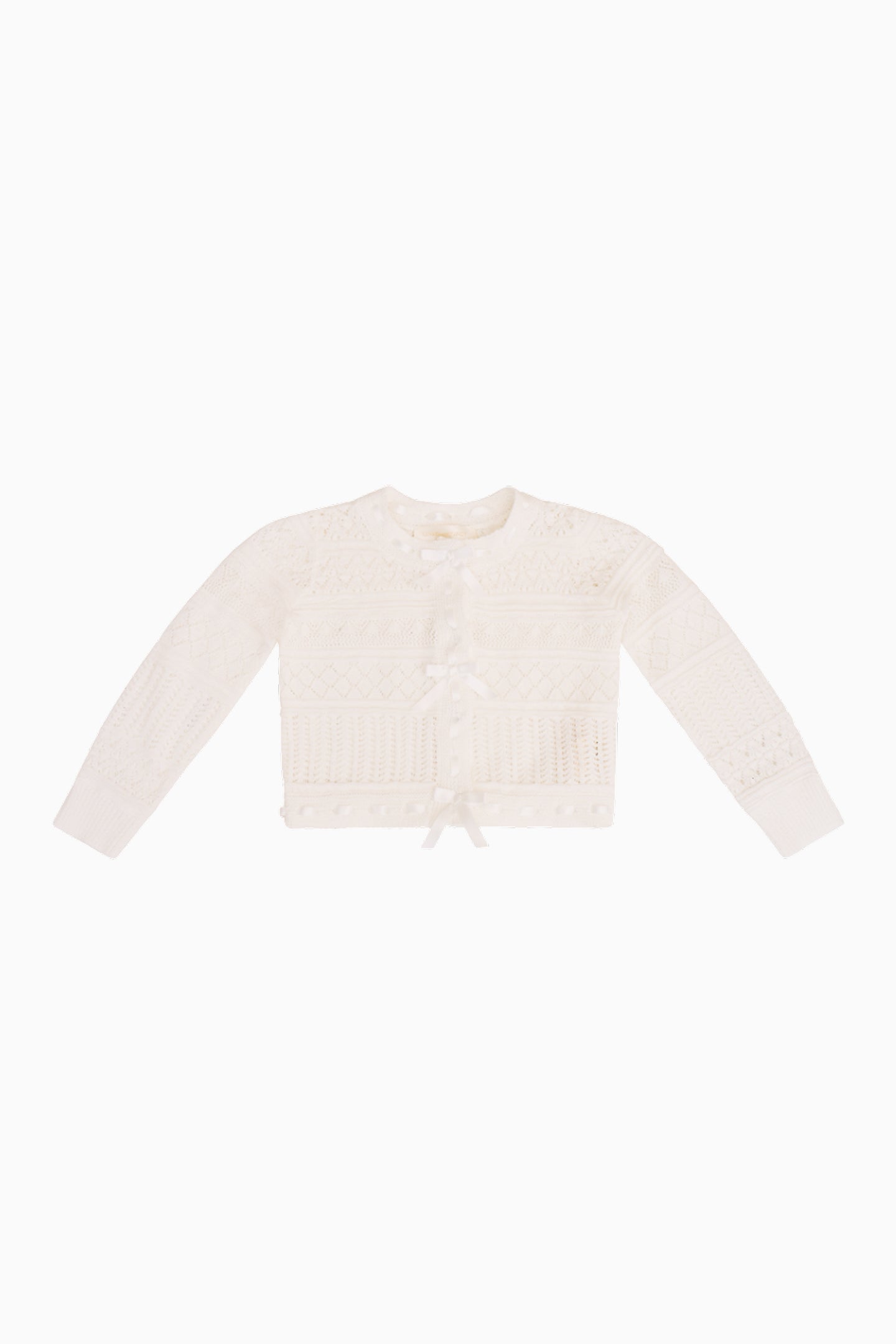 Iriselle Girls' Woven Ribbon Cardigan - Stylish Knit Sweater for School, Parties & Casual Outfits