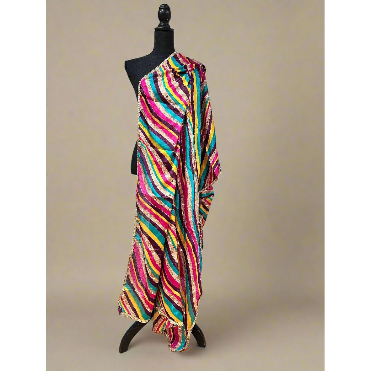 Phulkari Style Multicolor Dupatta - Handmade Indian Scarf for Women - Perfect for Weddings, Parties & Festivals
